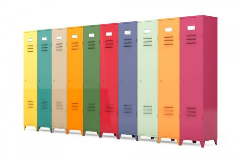 Multicolored storage lockers